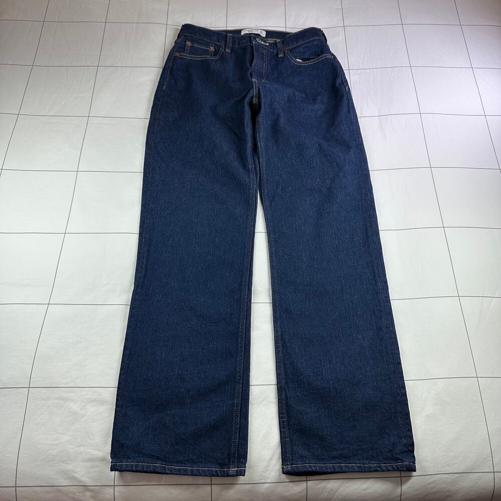 Abercrombie Jeans Womens 26 Blue Low Rise Baggy Dark Wash Cotton 5 Pocket 90s - Picture 2 of 12